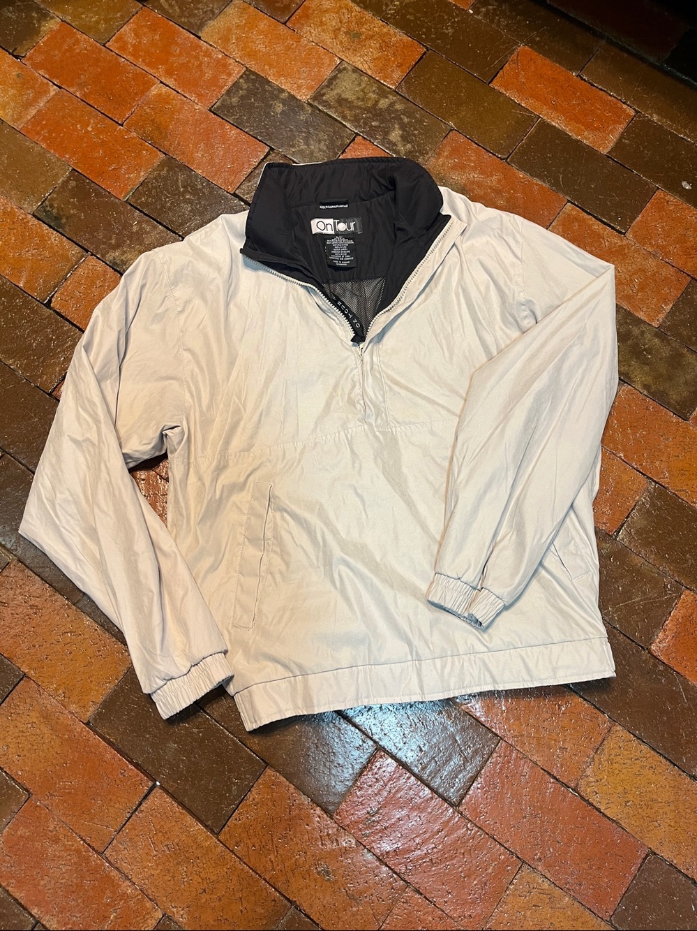 Vintage SMALL MEN On Tour lightweight pullover golf jacket khaki color 3207